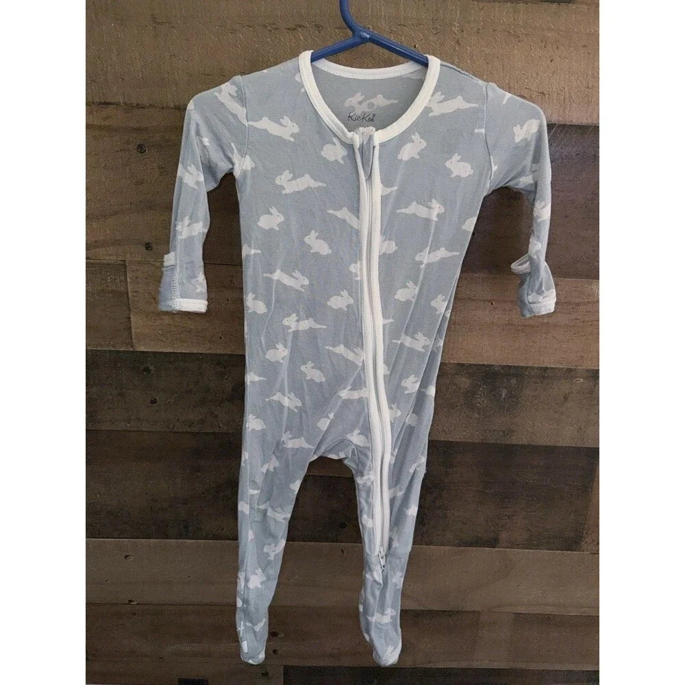 Kickee Pants Bamboo Sleeper Size 3-6 Months Blue Bunnies